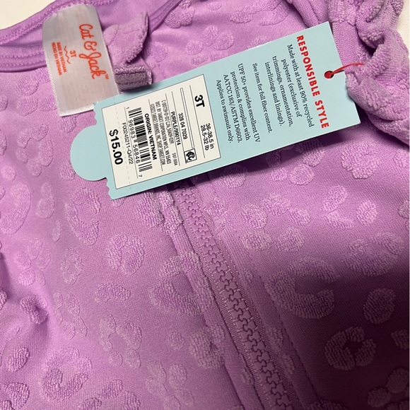 Toddler Girls' Solid Textured One Piece Swimsuit - Cat & Jack™ Lilac Purple - Picture 4 of 4